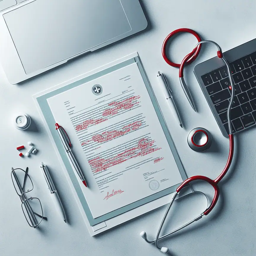 Doctor reviewing a document